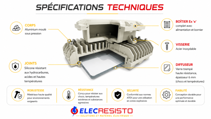 Projecteur ATEX GYD970 100W – Éclairage LED pour zones dangereuses-1