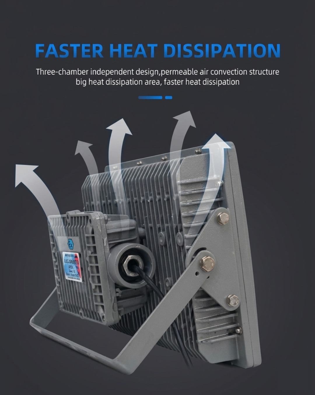 Schéma et cotes techniques du projecteur ERBAT95 50W