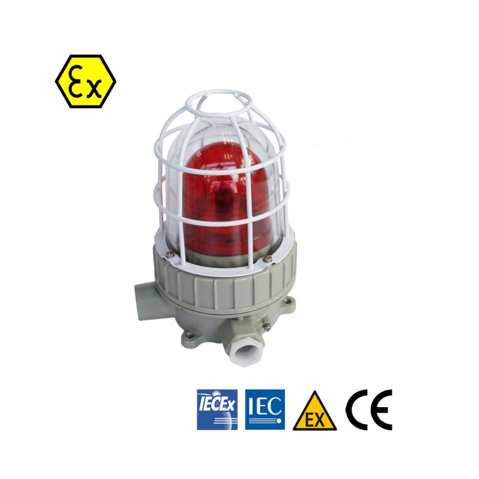 Sirène ATEX Antidéflagrante GYJ-A IP65 | Alarme Sonore et Lumineuse Industrielle Sirène ATEX antidéflagrante GYJ-A IP65 avec alarme sonore 105 dB et signal lumineux LED pour zones industrielles et environnements explosifs