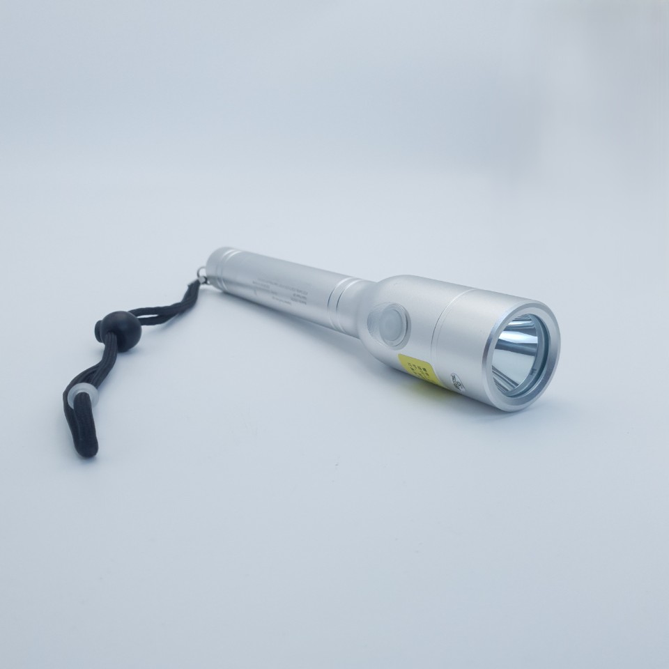 lampe-de-poche-ATEX-argentee-avec-cordon Torche Portable ATEX GYD7210 Rechargeable IP68 pour Zone Explosive Maroc