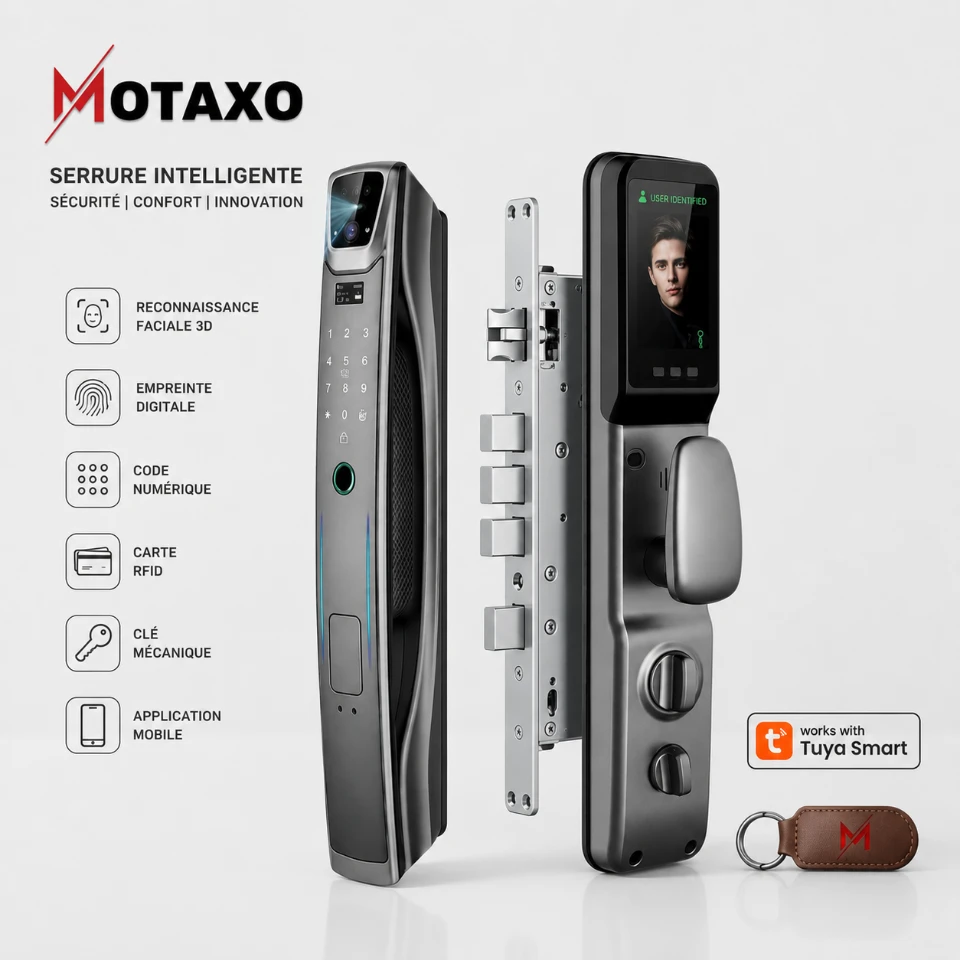 Serrure intelligente K10 Face ID Serrure intelligente K10 Face ID Wi-Fi avec reconnaissance faciale 3D et caméra HD